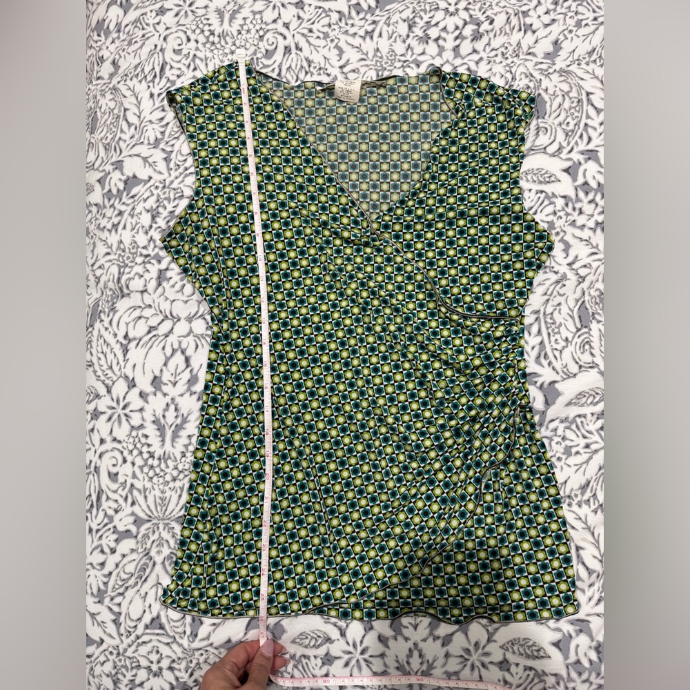 Max Studio Geometric Print green and teal Sleeveless Top size L - Picture 9 of 9